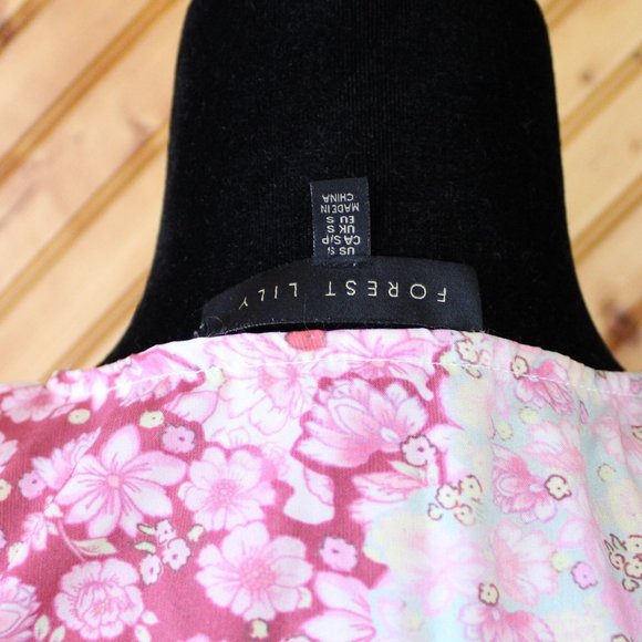 Forest Lily Floral Maxi Dress Patchwork Button Up Short Kimono Sleeve Small D70 - Picture 8 of 11